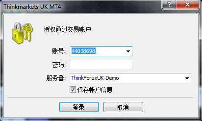 ThinkMarkets智汇MT4软件输入登录账户和密码